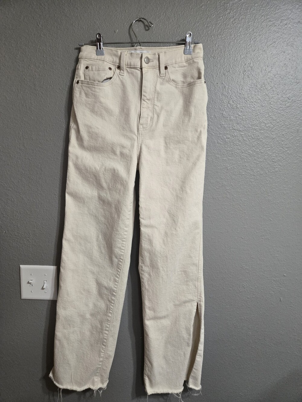 Daze Just Right Cream Jeans With Slits Organic Cotton Size 28